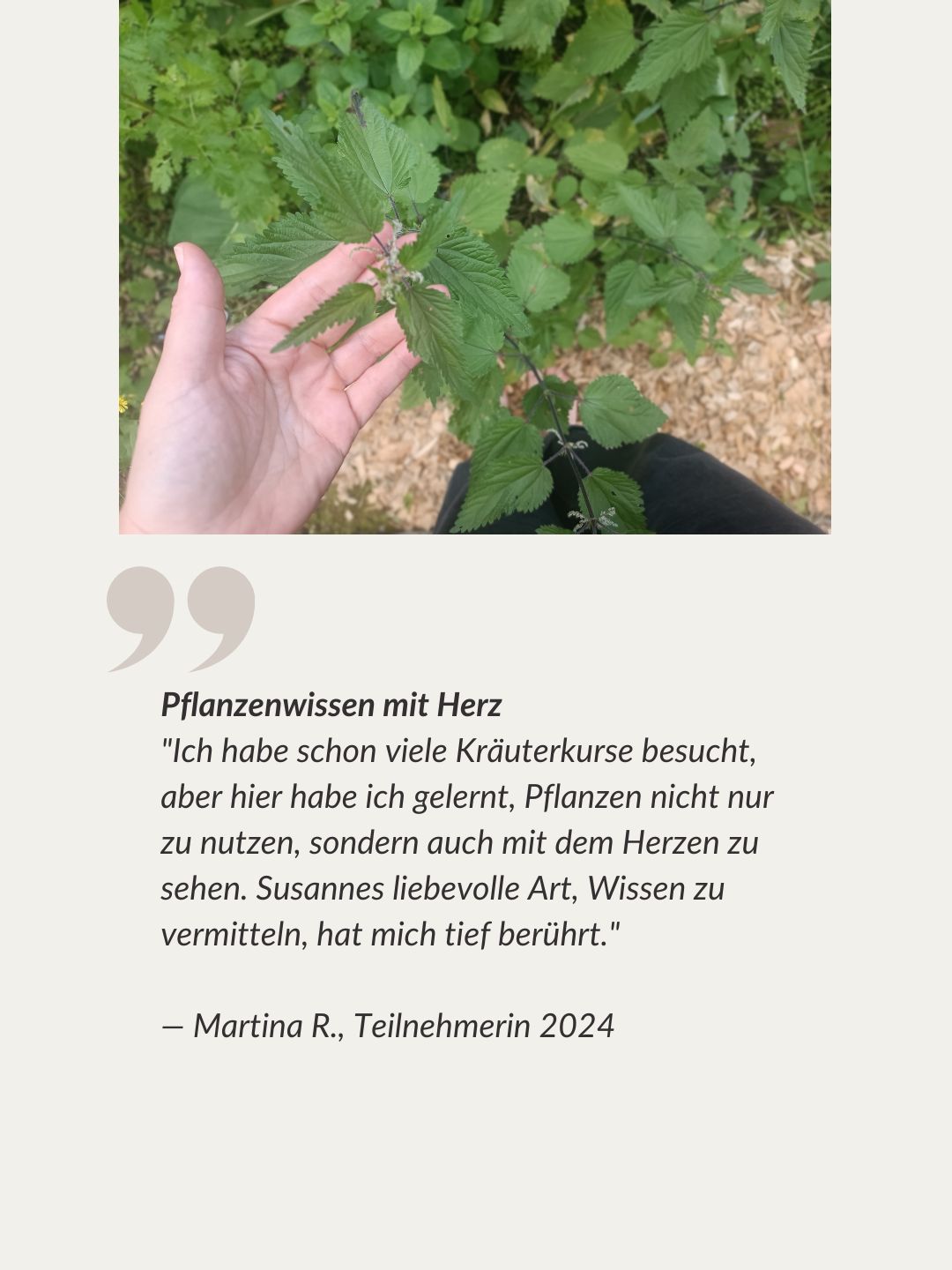 Testimonial MArtina Testimonial Wild & Grün